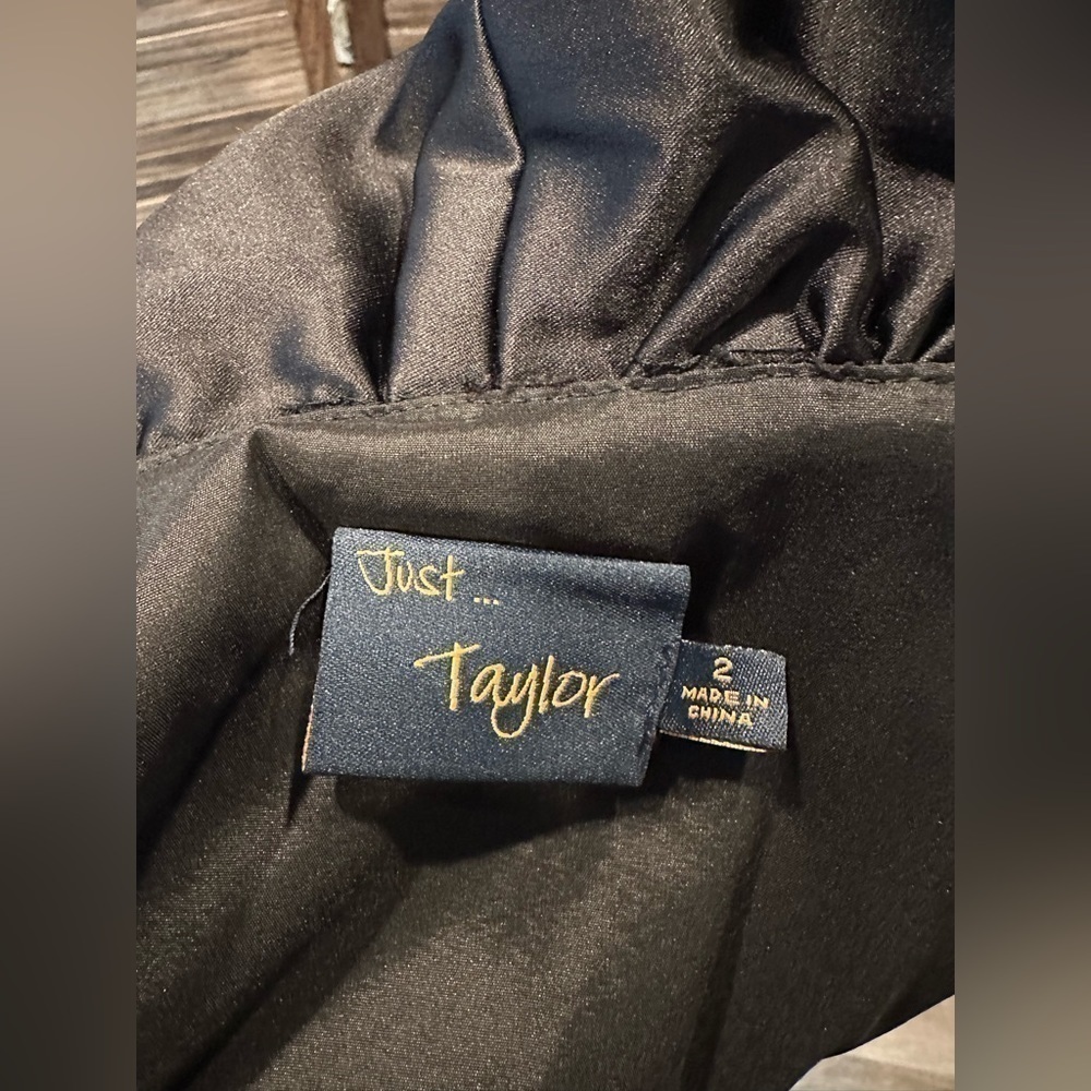 Just…Taylor Black Satin Dress  Pop Collar Ruffle - Picture 5 of 8